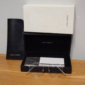 New Linda Farrow Round Eyeglasses LF34 Silver Titanium Panto flat, Japan $675
